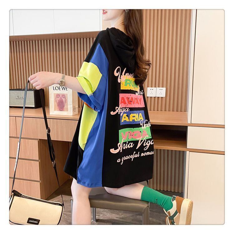 売り切れ必至 切り替え カジュアル カラーマッチング プリント全2色 半袖Tシャツ<F-8723>
