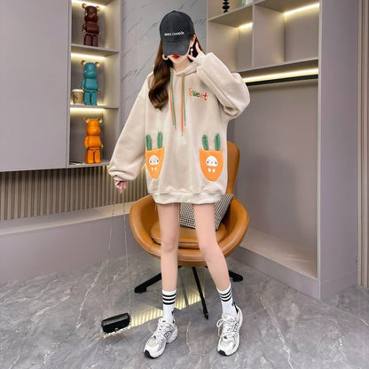 おしゃれ度アップ   ゆったりフード付きパーカ全2色