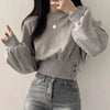 韓国風ファッション おしゃれ度高め 美人度アップ 全2色 トップスF-9446