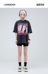 タイドブランド   ロックアメリカンストリートレタープリント半袖Tシャツ<F-2903>