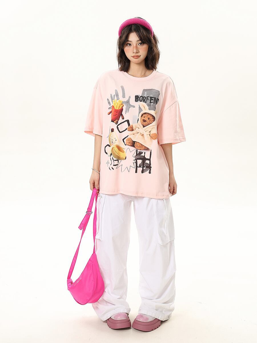売れ筋 早い者勝ち 絶対流行 カジュアル 2色選択 Tシャツ<F-11178>