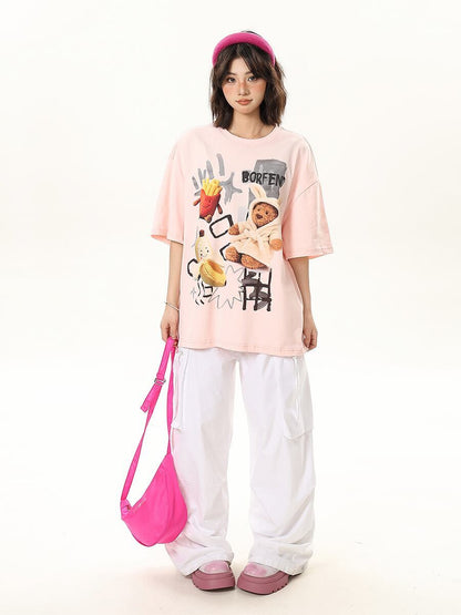 売れ筋 早い者勝ち 絶対流行 カジュアル 2色選択 Tシャツ<F-11178>