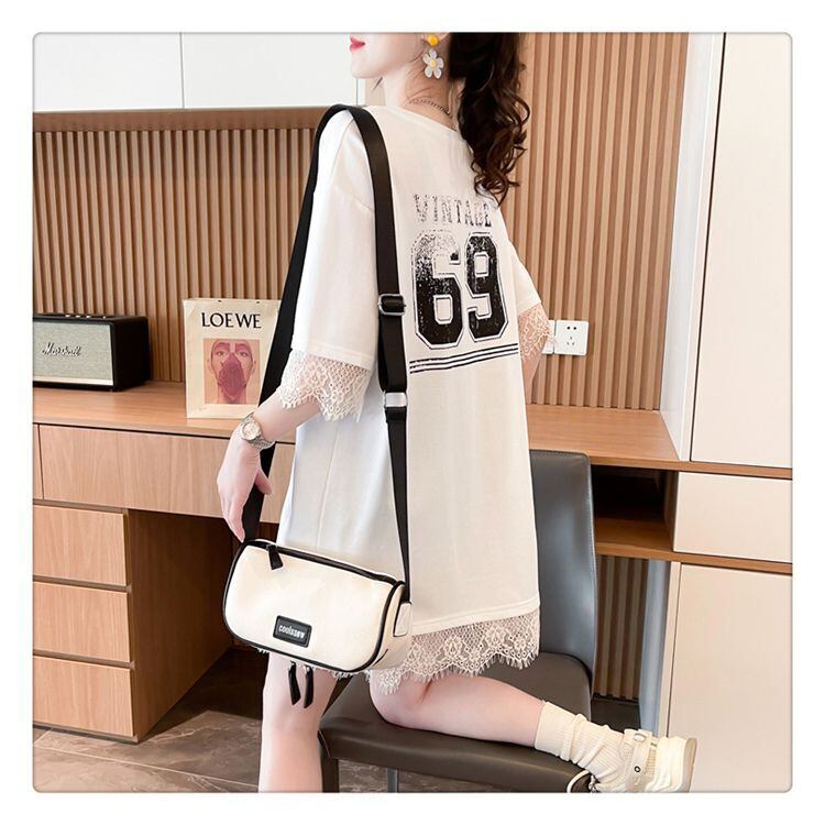 売り切れ必至 レース ファッション 切り替え ゆったり 半袖Tシャツ＜F-8480＞
