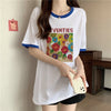 着せ   プリント Tシャツ 四色 ゆったり半袖 ＜F-3019＞