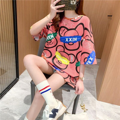 オシャレ度満点 プリント カジュアル Tシャツ カットソー＜F-3344＞
