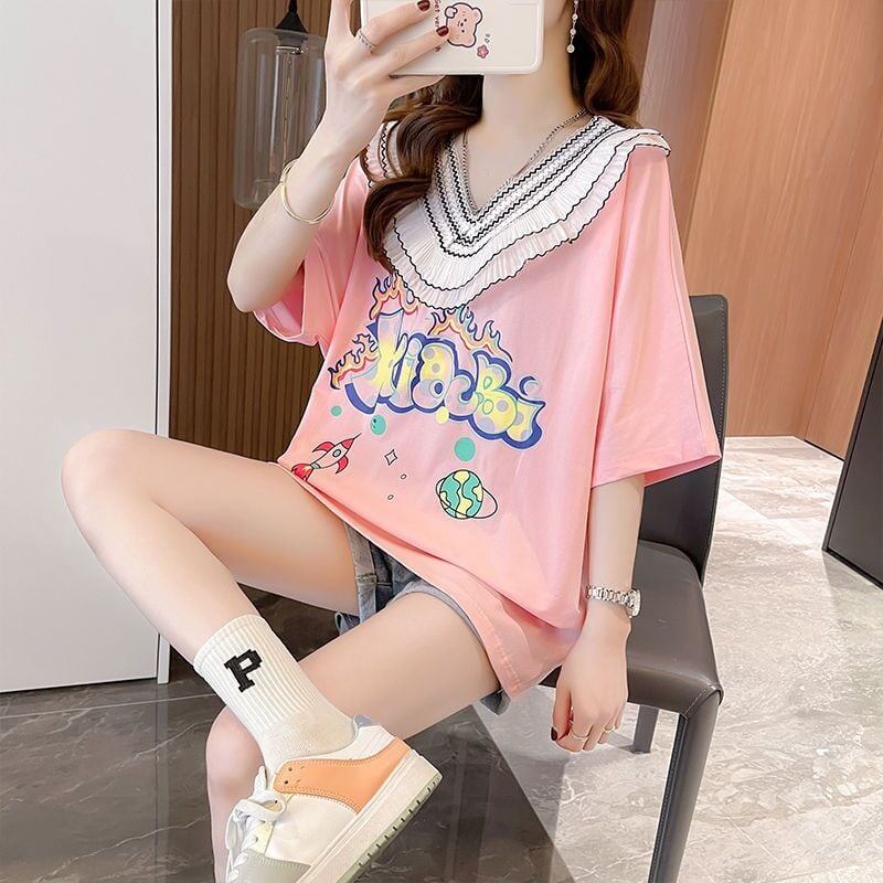 【半額！期間限定！！】オシャレ度満点 キュート 着心地抜群 プリント 全3色 Tシャツ カットソー＜F-8536＞