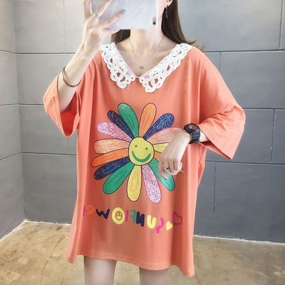 大人可愛い   ゆったり 三色半袖Tシャツ＜F-8129＞