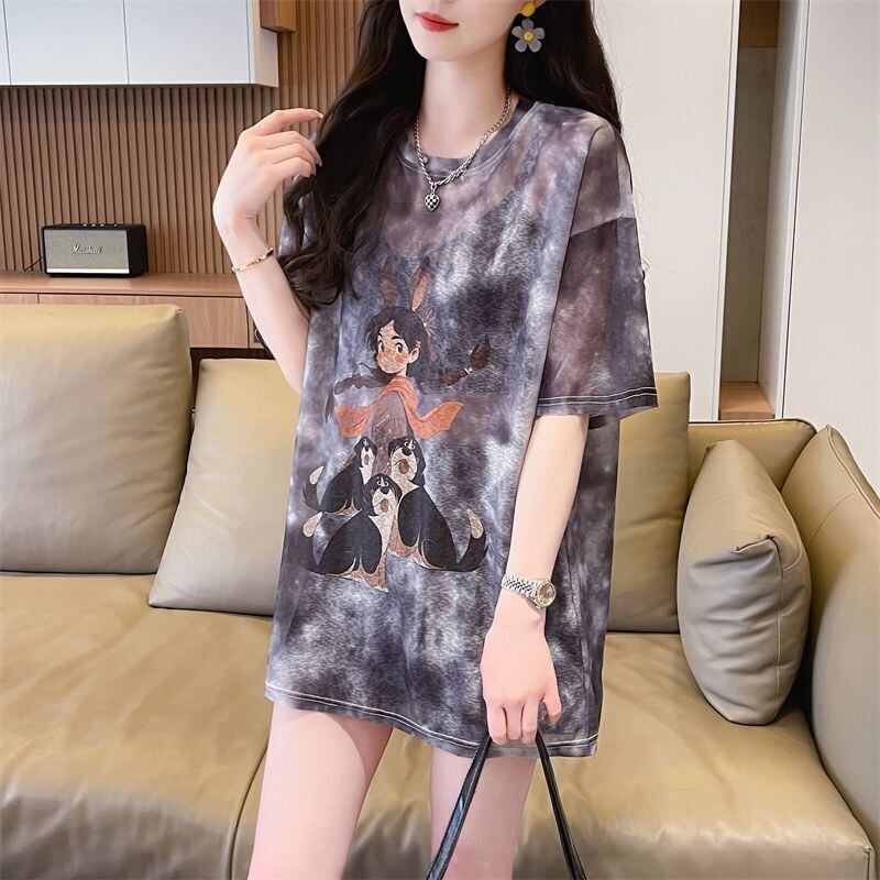 着回し力抜群 絞り染め アバンギャルド プリント 3色選択 半袖Tシャツ＜F-8575＞