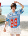 通気性抜群 スポーツ 冷感快適 体型カバー Vネック Tシャツ F-13499