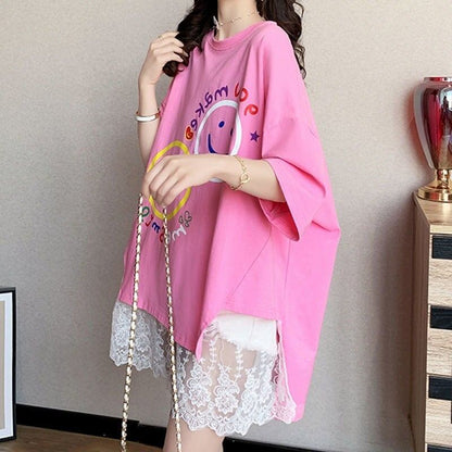 新作 ロゴ レイヤード風 プリント ゆったり 半袖 Ｔシャツ 全3色<F-4948>