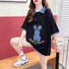 韓国系   POLOネック 三色 ゆったり半袖 ＜F-3056＞