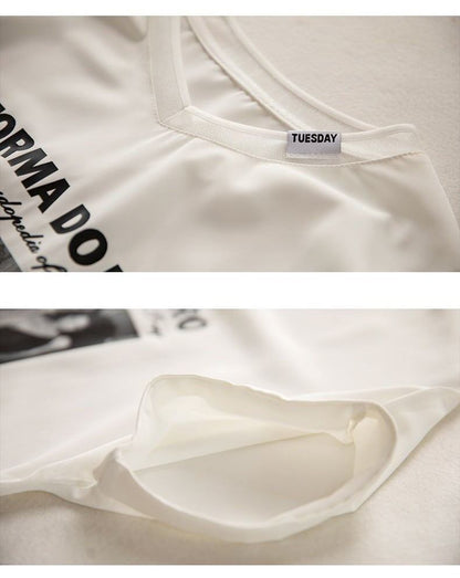 話題沸騰中 ファッション 着回し力抜群 プリント 2色選択 半袖Tシャツ＜F-8621＞