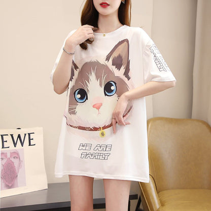 新商品 カジュアル 売り切れ必至 ルーズ プリント 全2色 半袖TシャツF-8777