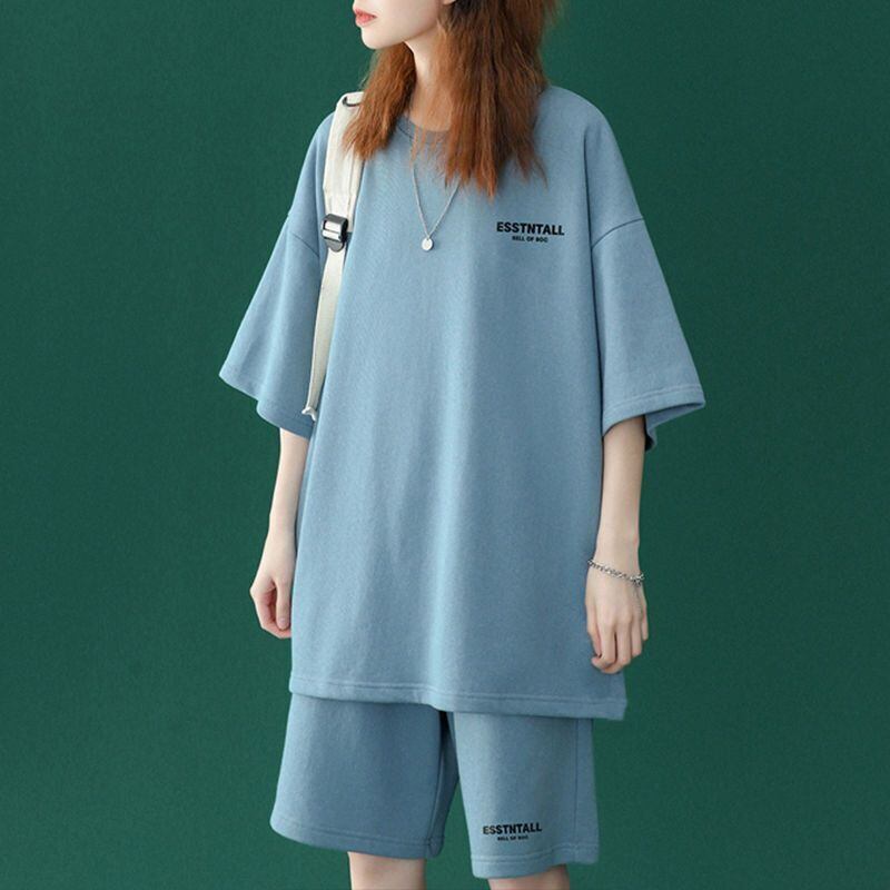 【半額セール】早い者勝ち  男女兼用 半袖Ｔシャツⅹパンツセット全4色F-6549