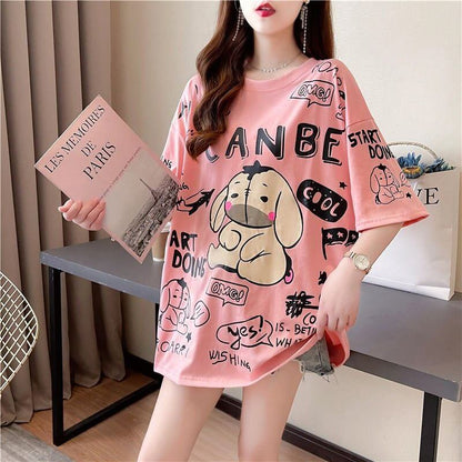 早い者勝ち   ファッション プリント半袖Tシャツ 全3色<F-4894>