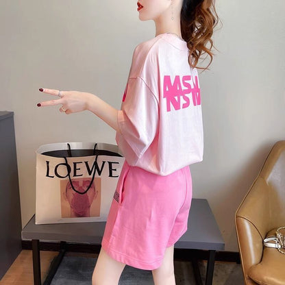 好感度UP カジュアル ファッション 上質 Ｔシャツⅹパンツセット<F-8456>