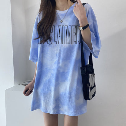 海外トレンド カジュアル 好感度UP 絞り染め 全4色 半袖 Tシャツ ＜F-9219＞