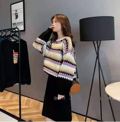 「上品な美しさ」女性らしい落ち着いたファッション  4色選択 ニットトップスF-10696
