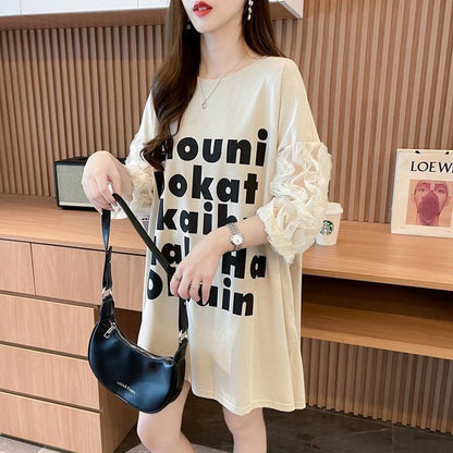 ファッション 切り替え 個性派 プリント 3色選択 半袖Tシャツ＜F-8548＞