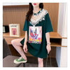新商品 透かし彫り キュート レース 切り替え ゆったり 半袖Tシャツ＜F-8472＞
