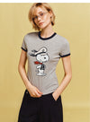 着瘦せ プリント 半袖 配色 カジュアル Tシャツ F-13496