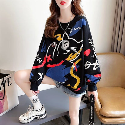美人度アップ プリント ファッション スウェット パーカー＜F-3694＞