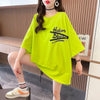 【人気商品再入荷！】   デザイン個性ゆったりミドル丈半袖Tシャツ<F-3036>