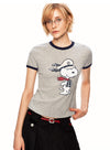 着瘦せ プリント 半袖 配色 カジュアル Tシャツ F-13496