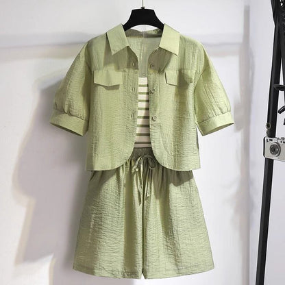 定番シンプル 紫外線対策 上品 全3色 シャツ+パンツセット ＜F-8655＞