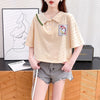 絶対欲しい キュート 定番シンプル 切り替え 全2色 半袖TシャツF-8742