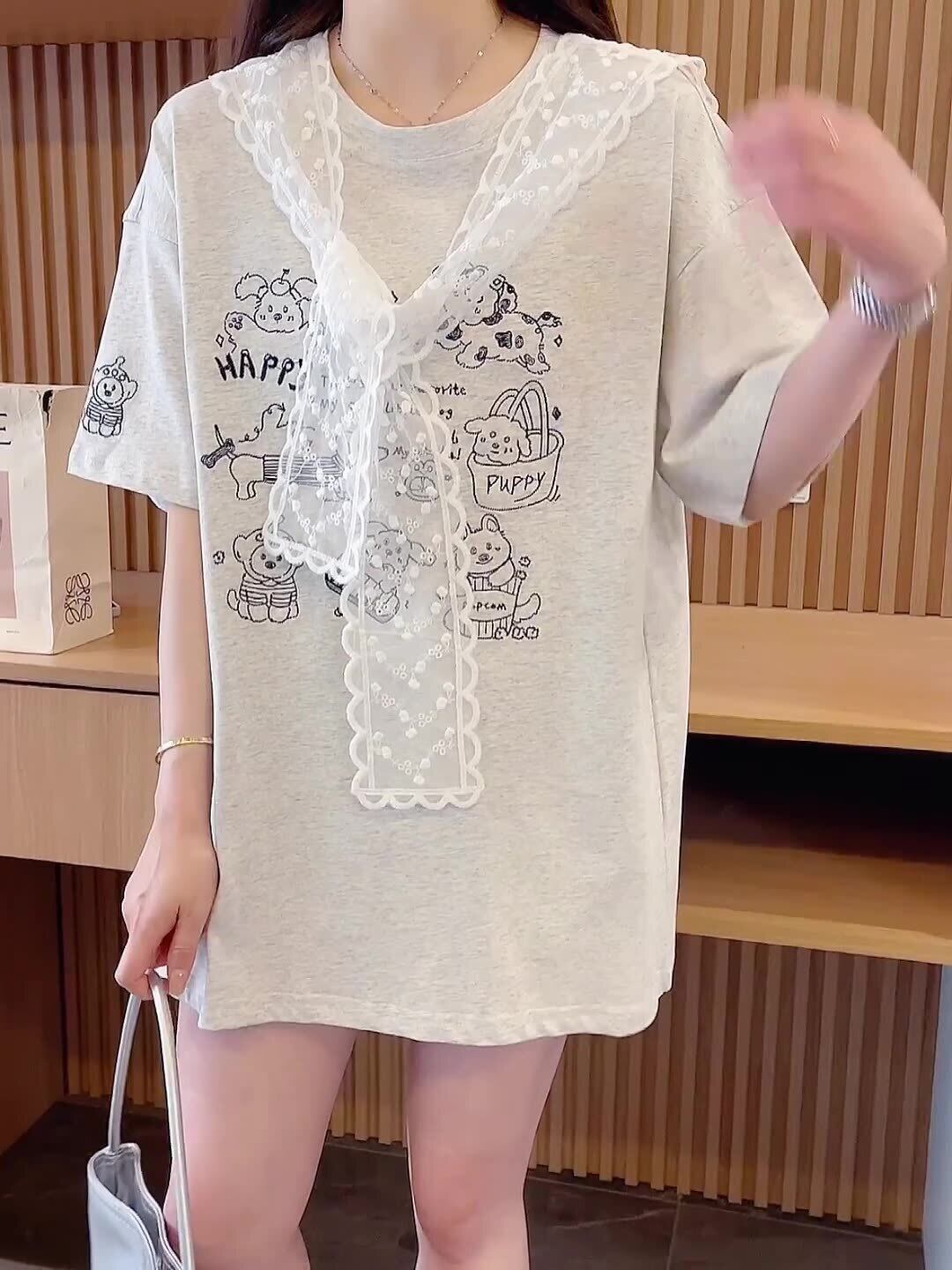 早い者勝ち 絶対流行 売れ筋 早い者勝ち カジュアル 2色選択 Tシャツ<F-11347>