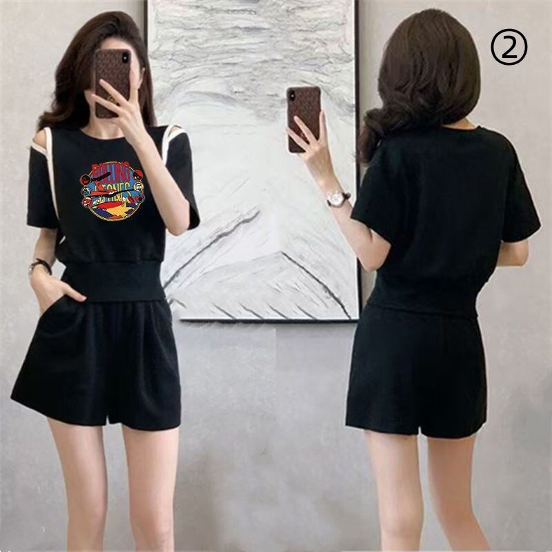 大人可愛い カジュアル 夏に嬉しい機能付き 半袖Ｔシャツⅹパンツセット全4色<F-11194>