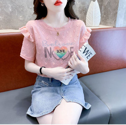 新商品 大人可愛い 話題沸騰中 ホットダイヤモンド 全3色 半袖TシャツF-8868