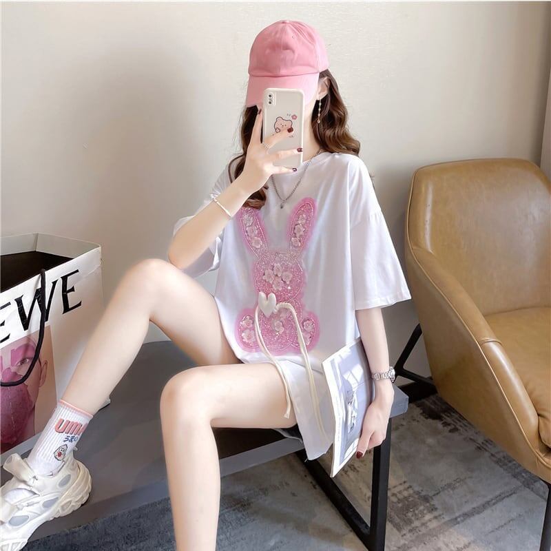 デザイン感   チャーミング Tシャツ カットソー＜F-3425＞