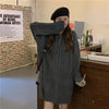優しい雰囲気   折り襟ゆったりニットワンピース全2色