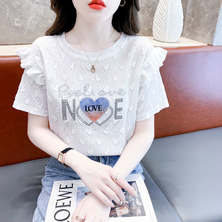 新商品 大人可愛い 話題沸騰中 ホットダイヤモンド 全3色 半袖TシャツF-8868