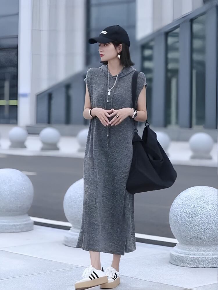 超人気 知的 カジュアル ルーズ ワンピース<F-6627>