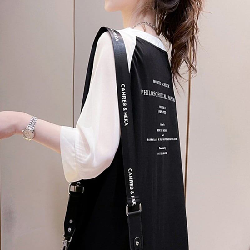 好感度満載 切り替え 美感いっぱい プリント Tシャツ カットソー＜F-3479＞