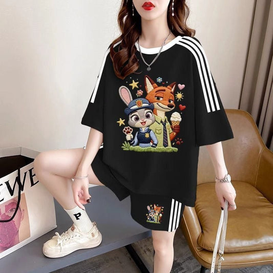 プリント 半袖 Tシャツ＋パンツ セットアップ F-13233