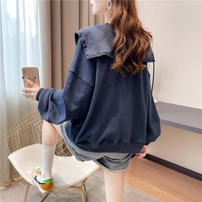 絶対欲しい   セーラ服の襟 長袖Tシャツトップス<F-4036>