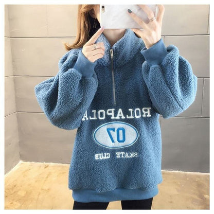 女子マスト暖かいハイネックボアトレーナー全2色スウェット<F-4662>