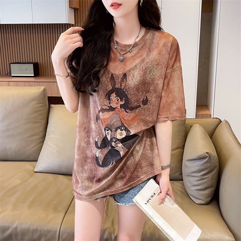 着回し力抜群 絞り染め アバンギャルド プリント 3色選択 半袖Tシャツ＜F-8575＞