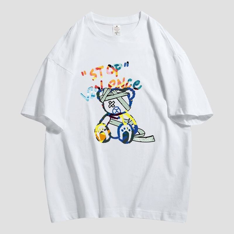 スタイルアップ カジュアル おしゃれ度高め プリント全5色 半袖Tシャツ<F-9437>