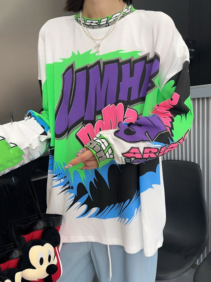 着回し力抜群 アバンギャルド 個性的なデザイン プリント全2色 TシャツF-9225