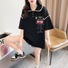 美人度アップ   ワッフル ロング Tシャツ ゆったり半袖 ＜F-2930＞