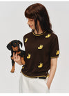おしゃれ度高め 総柄 配色 半袖 薄手 ニット Tシャツ F-13495