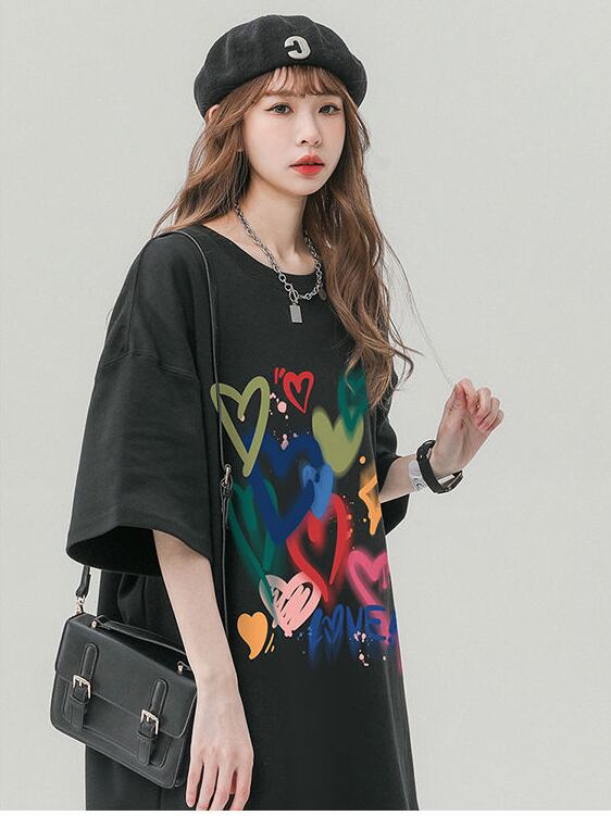 売り切れ必至 プリント ファッション 4色選択 半袖Tシャツ＜F-8594＞
