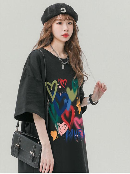 売り切れ必至 プリント ファッション 4色選択 半袖Tシャツ＜F-8594＞