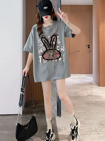 キュート 好感度UP 海外トレンド カジュアル 全4色 半袖 Tシャツ ＜F-11097＞