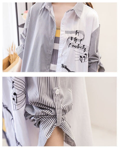 超人気   ファッション ストライプ柄 シャツ<F-8087>